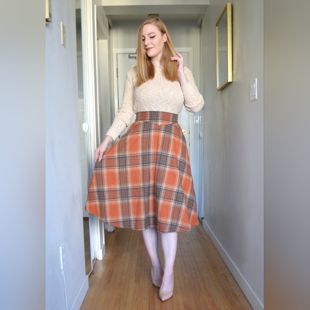 Chicwish Orange Plaid Skirt **with pockets!!**